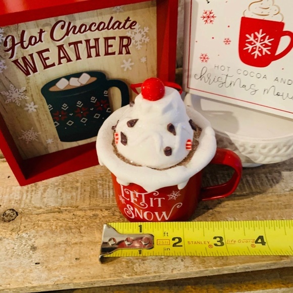 3 Pieces: Cocoa Bar Set for Tiered Trays: Mug, 2 Word Block Signs - Picture 4 of 10